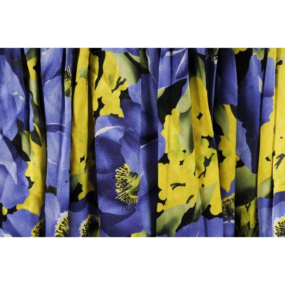 Balenciaga Women Mini Dress US 8 FR 38 Purple Yellow Floral Print Pleated Ruffle - Picture 8 of 11